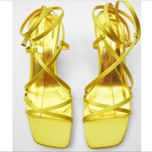 Zara Bright Yellow Strappy Sandals